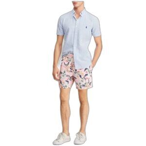 Polo Ralph Lauren Men's Traveler Lotus Print Swim Trunks Stretch Slim Fit Floral